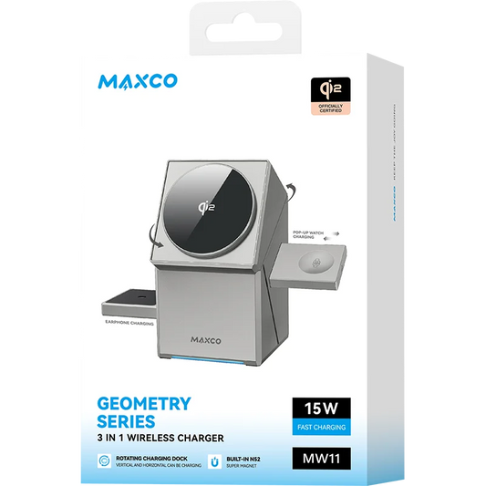 Qɪ2 3 ɪɴ 1 Wɪʀᴇʟᴇss Cʜᴀʀɢᴇʀ ᴡɪᴛʜ Aᴜᴛᴏ-Rᴏᴛᴀᴛɪɴɢ Mᴀɢɪᴄ Cᴜʙᴇ Dᴏᴄᴋ ғᴏʀ IPʜᴏɴᴇ 16/15/14 Pʀᴏ Mᴀx, AɪʀPᴏᴅs ᴀɴᴅ IWᴀᴛᴄʜ Fᴀsᴛ Cʜᴀʀɢɪɴɢ