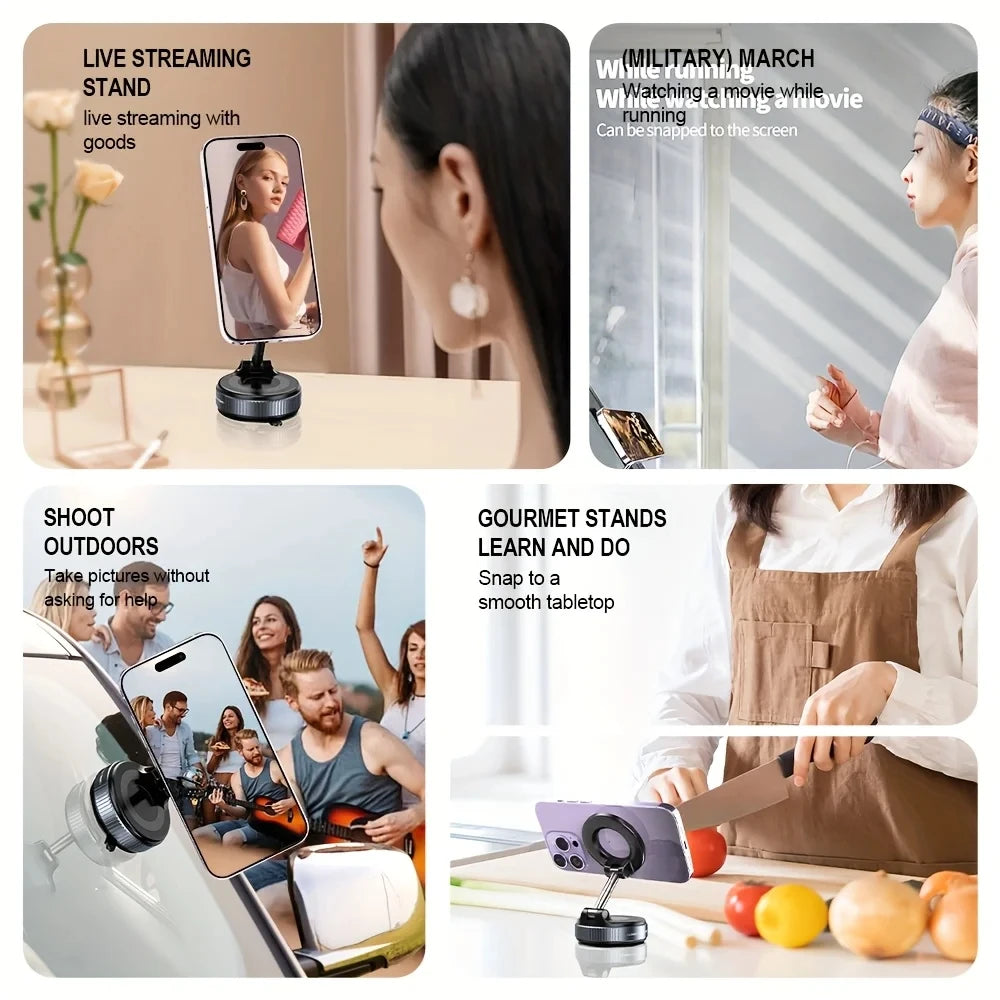 K007 Strong Magnetic Car Phone Holder Foldable Design 360° Adjustable Vacuum Mount for Car/Desk/Bathroom/Universal Use