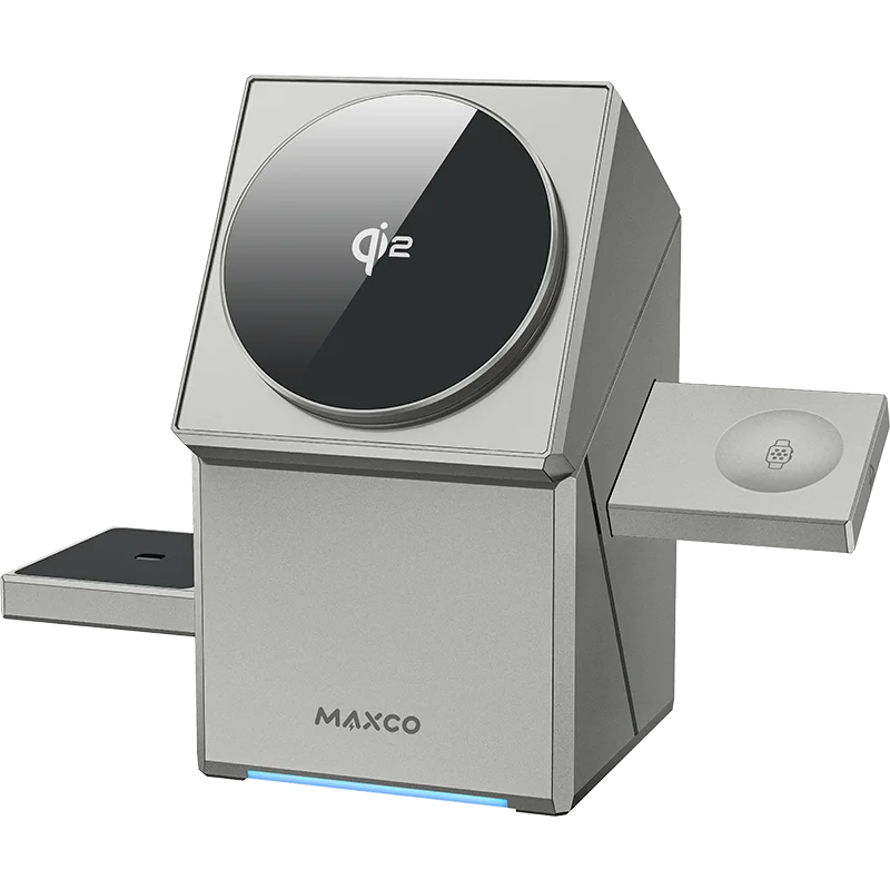 Qɪ2 3 ɪɴ 1 Wɪʀᴇʟᴇss Cʜᴀʀɢᴇʀ ᴡɪᴛʜ Aᴜᴛᴏ-Rᴏᴛᴀᴛɪɴɢ Mᴀɢɪᴄ Cᴜʙᴇ Dᴏᴄᴋ ғᴏʀ IPʜᴏɴᴇ 16/15/14 Pʀᴏ Mᴀx, AɪʀPᴏᴅs ᴀɴᴅ IWᴀᴛᴄʜ Fᴀsᴛ Cʜᴀʀɢɪɴɢ