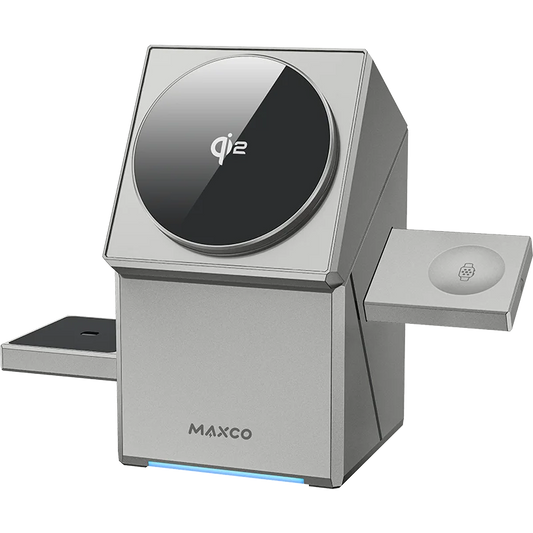 Qɪ2 3 ɪɴ 1 Wɪʀᴇʟᴇss Cʜᴀʀɢᴇʀ ᴡɪᴛʜ Aᴜᴛᴏ-Rᴏᴛᴀᴛɪɴɢ Mᴀɢɪᴄ Cᴜʙᴇ Dᴏᴄᴋ ғᴏʀ IPʜᴏɴᴇ 16/15/14 Pʀᴏ Mᴀx, AɪʀPᴏᴅs ᴀɴᴅ IWᴀᴛᴄʜ Fᴀsᴛ Cʜᴀʀɢɪɴɢ