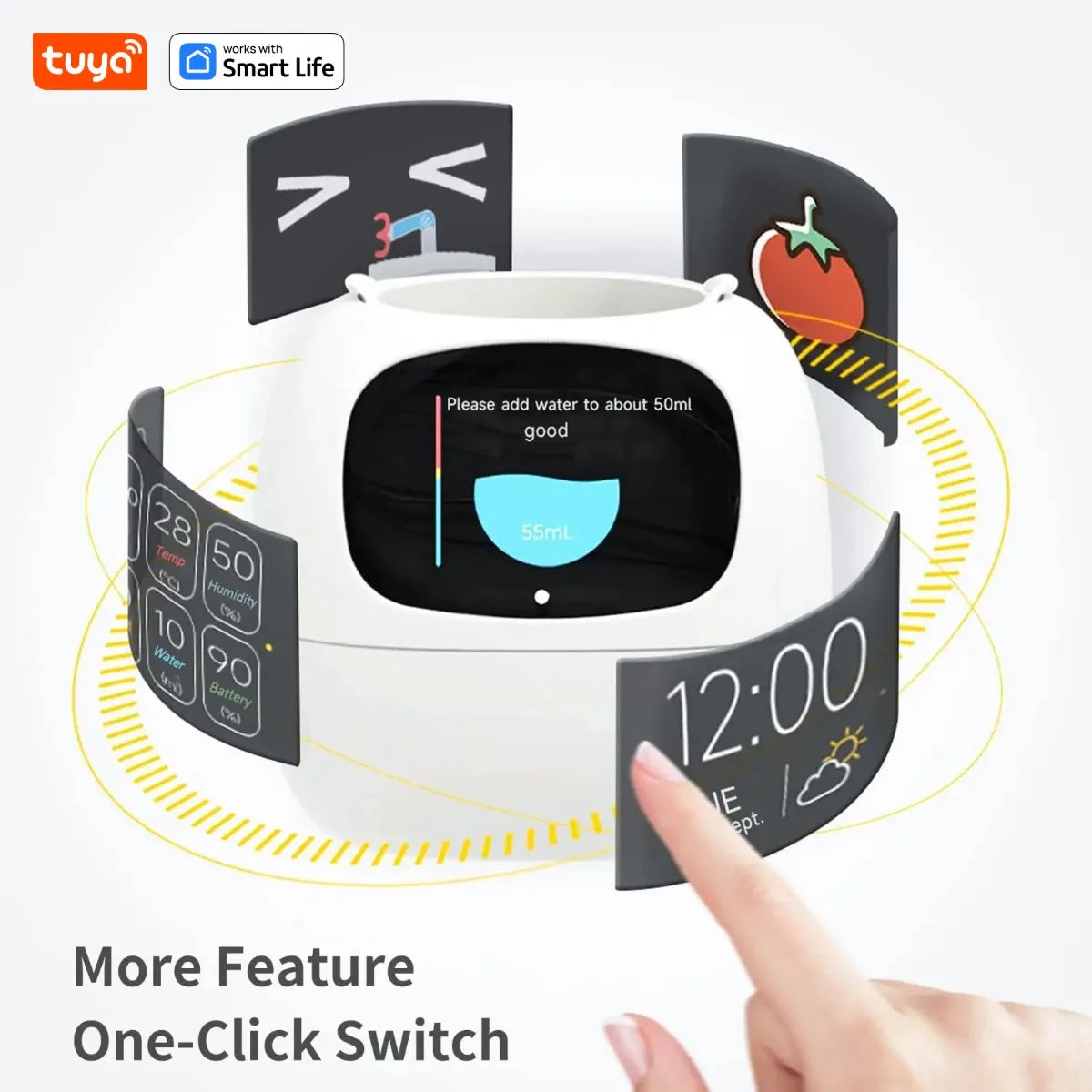Ivy Tuya Smart Planter,Endless Fun Over 49 Rich Expressions,7 smart sensors,AI Chips Make Raising Plants Easy and Fun
