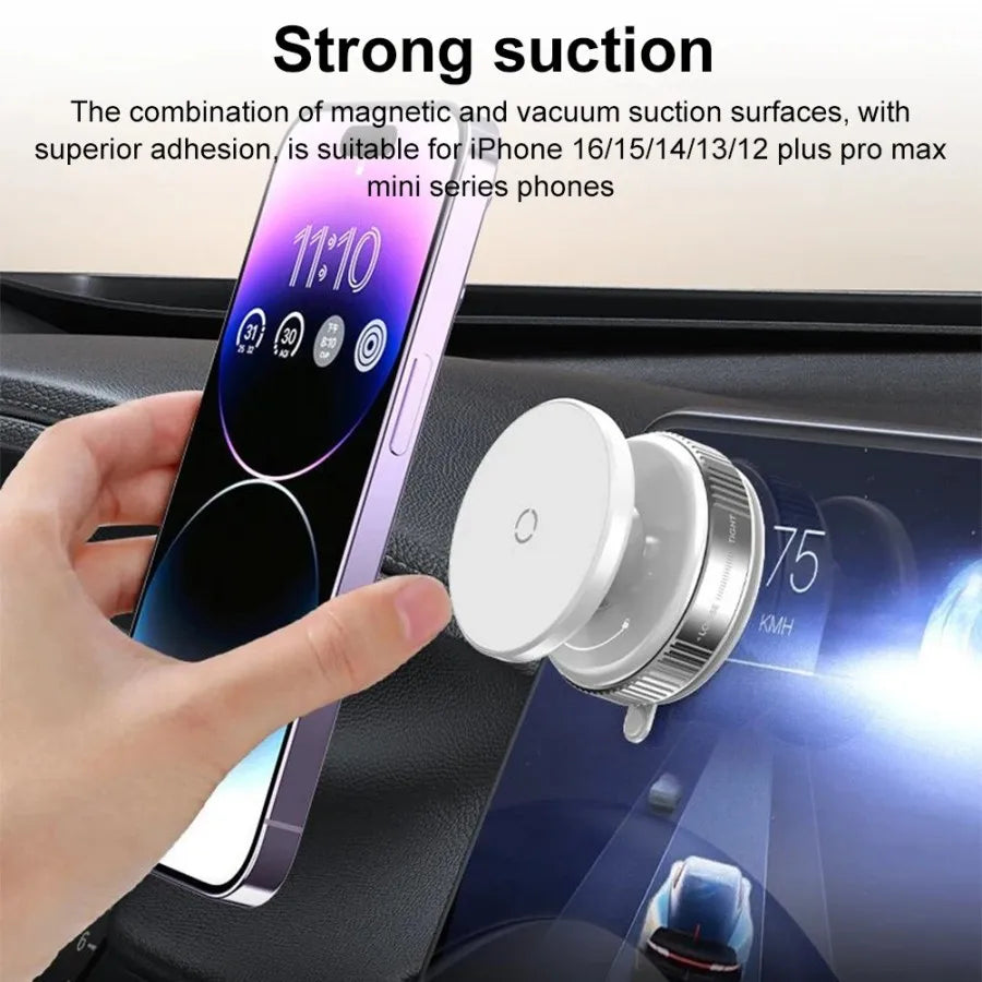Magsafe Magnetic Vacuum Car Phone Holder, Intelligent Car Mount 360° Rotation Magnetic Vacuum Adsorption Suction Cup Bracket Car