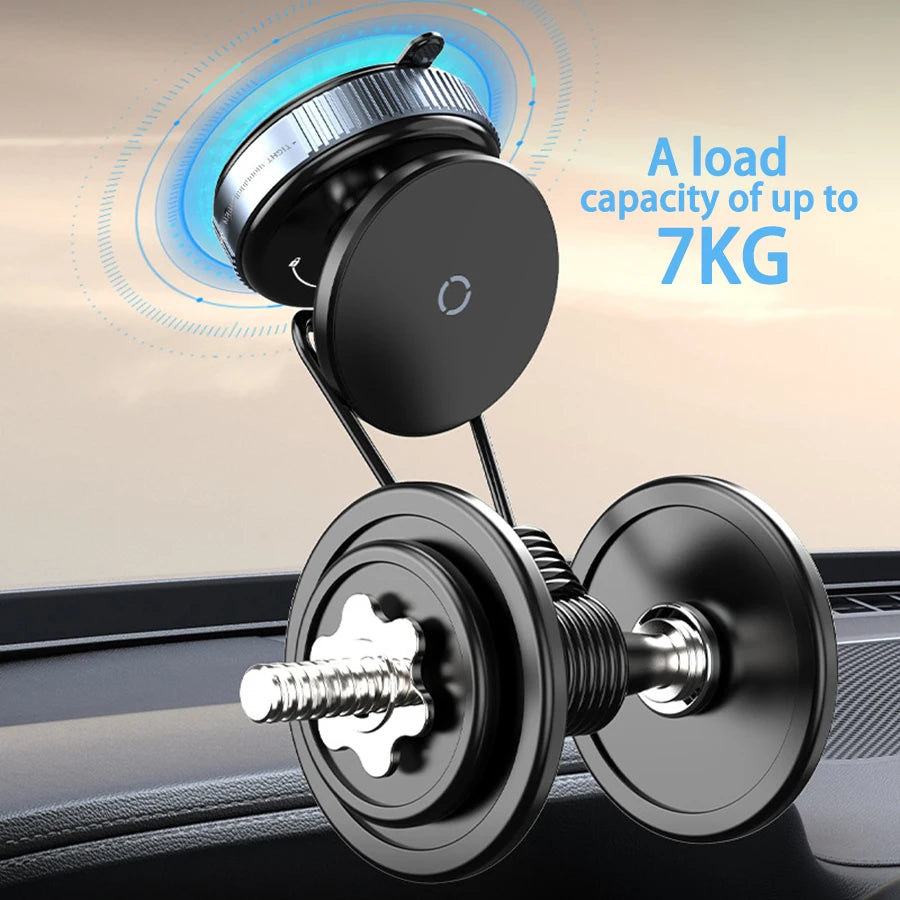 Magsafe Magnetic Vacuum Car Phone Holder, Intelligent Car Mount 360° Rotation Magnetic Vacuum Adsorption Suction Cup Bracket Car