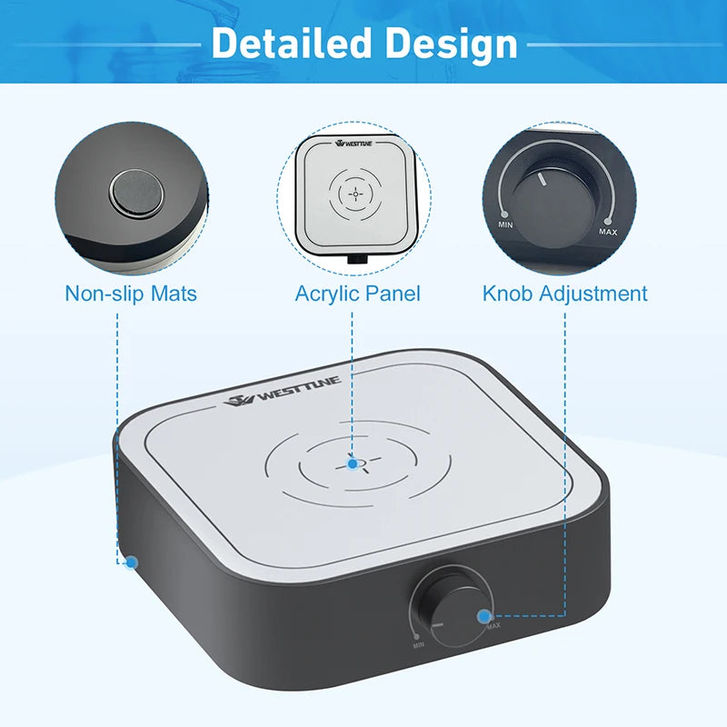 WESTTUNE Rechargeable 3000rpm Magnetic Stirrer Mixer with Stir Bar Brushless DC Motor Max 3L Electric Magnetic Stir Plate Mixer