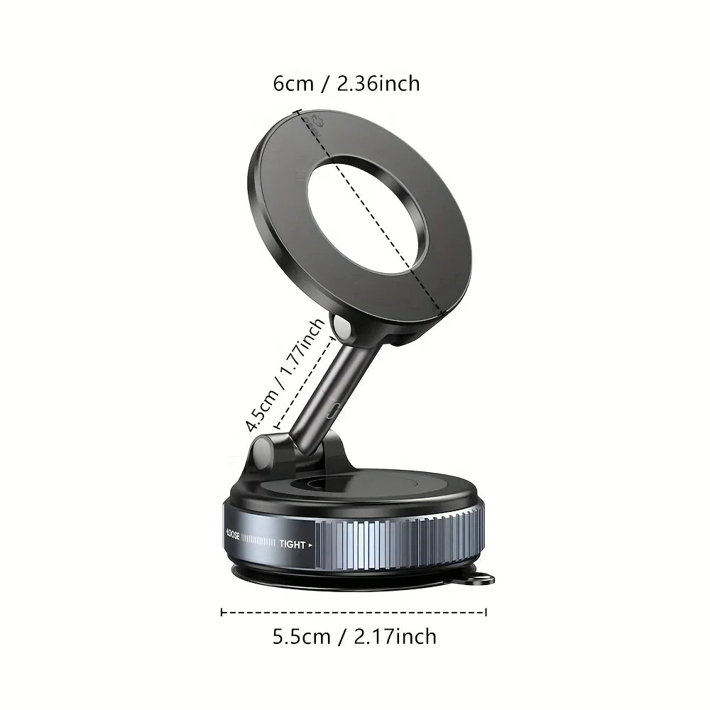 K007 Strong Magnetic Car Phone Holder Foldable Design 360° Adjustable Vacuum Mount for Car/Desk/Bathroom/Universal Use
